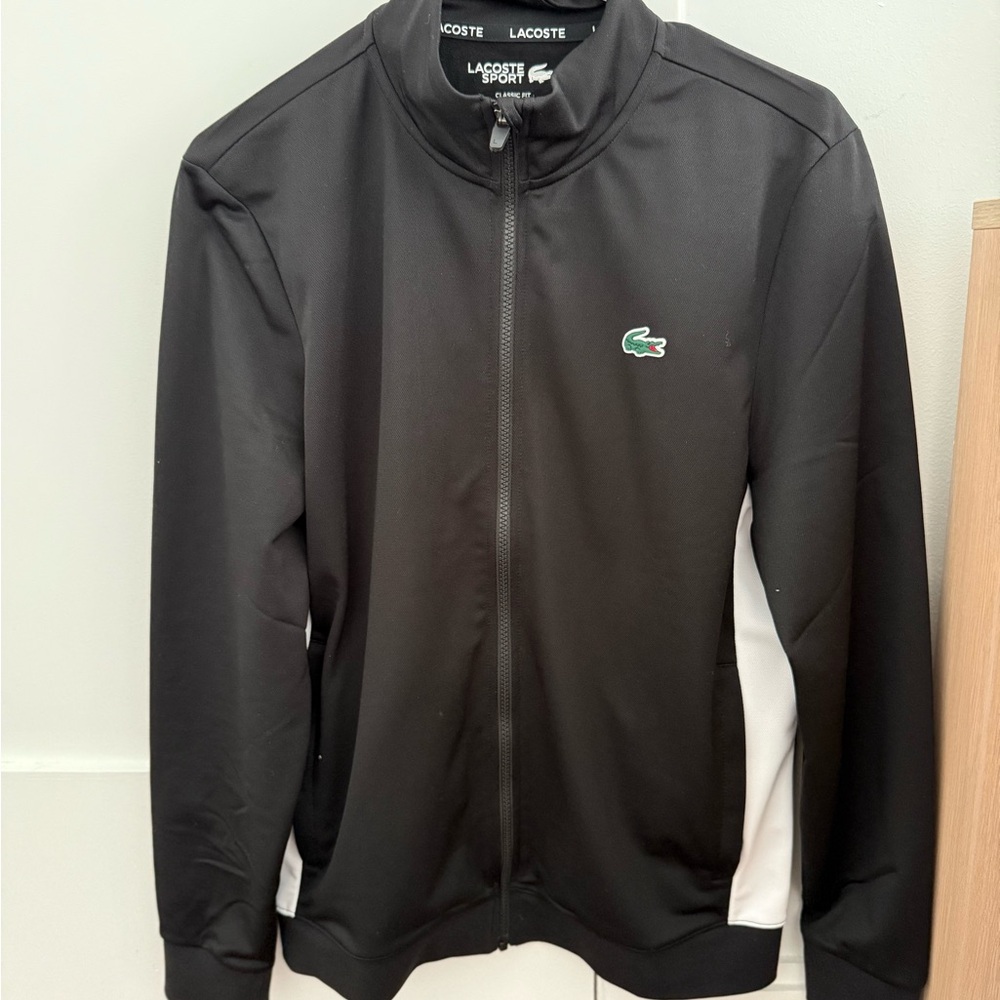 Lacoste Men's Black Jacket with White Panels